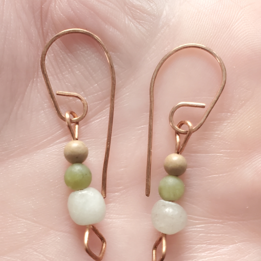 Artisan Handcrafted Rustic Copper & Gemstone Earrings